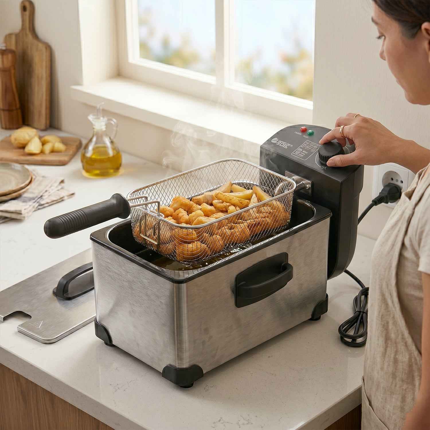 Deep Fryer 2000W – Durable 3L Stainless Steel Electric Fryer