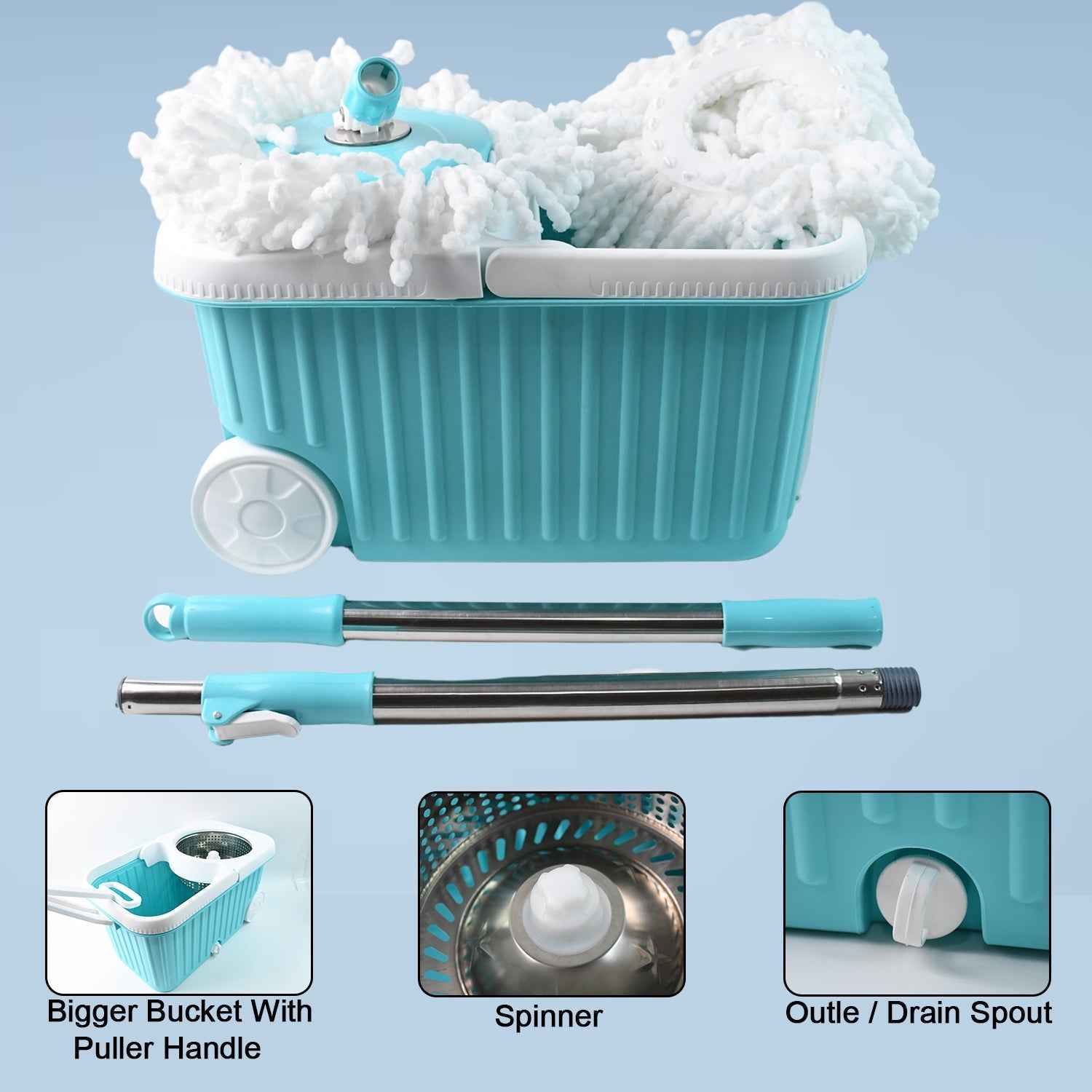 Spin Mop – 360° Rotating Stainless Steel Spinner for Deep Cleaning