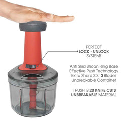 Hand Press Chopper – 3 Blades, Matte Finish for Kitchen | Quickslice