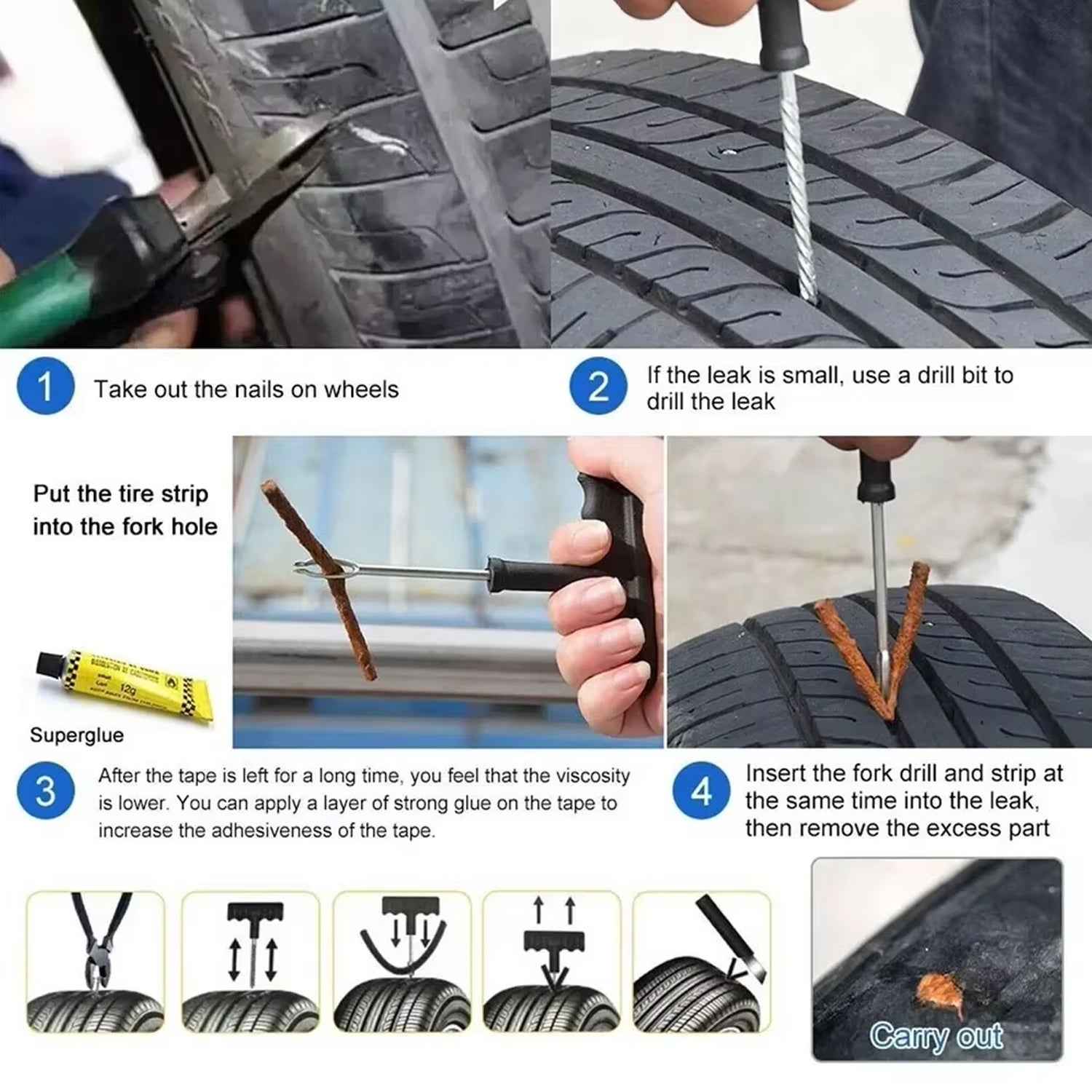 Tubeless Tyre Puncture Repair Kit – 5 Pc Emergency Set | Arrive Kit