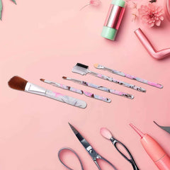 Makeup Brush Set – 5-Piece Floral Face, Eyes & Lips Kit