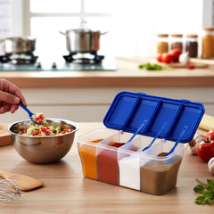 Airtight 4-Section Storage Container Ð Spice Jar with Spoons | Tidy Table
