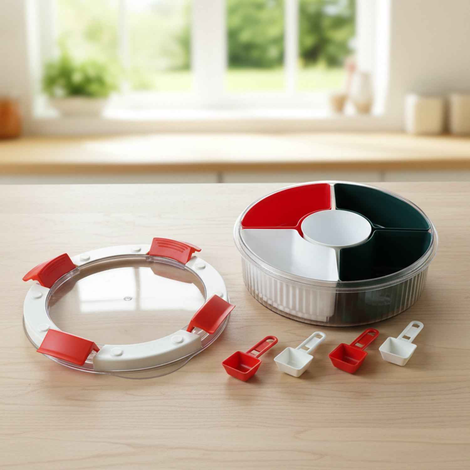 Plastic 5-compartment Spice Storage Box – Easy Kitchen Organization