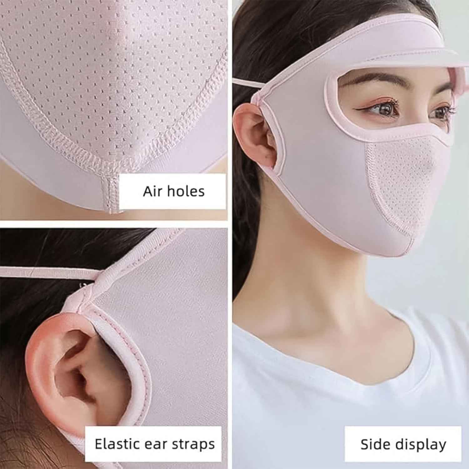 UV Protection Cap – Full Face Sun & Dust Shield for Women with Visor