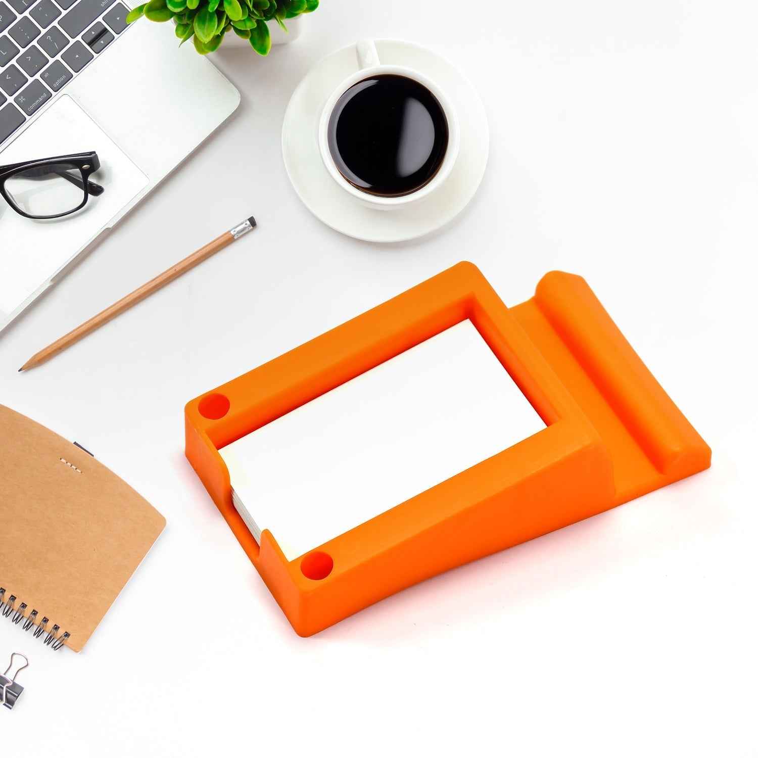 Plastic Business Card & Mobile Holder Ð Space-Saving Desk Organizer