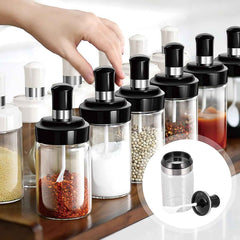 Glass Storage Jar with Built-In Spoon – Airtight 250ml Container