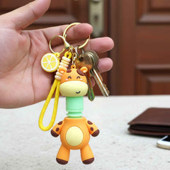 Giraffe Cartoon Keychain – Flexible Neck & Wrist Strap Charm