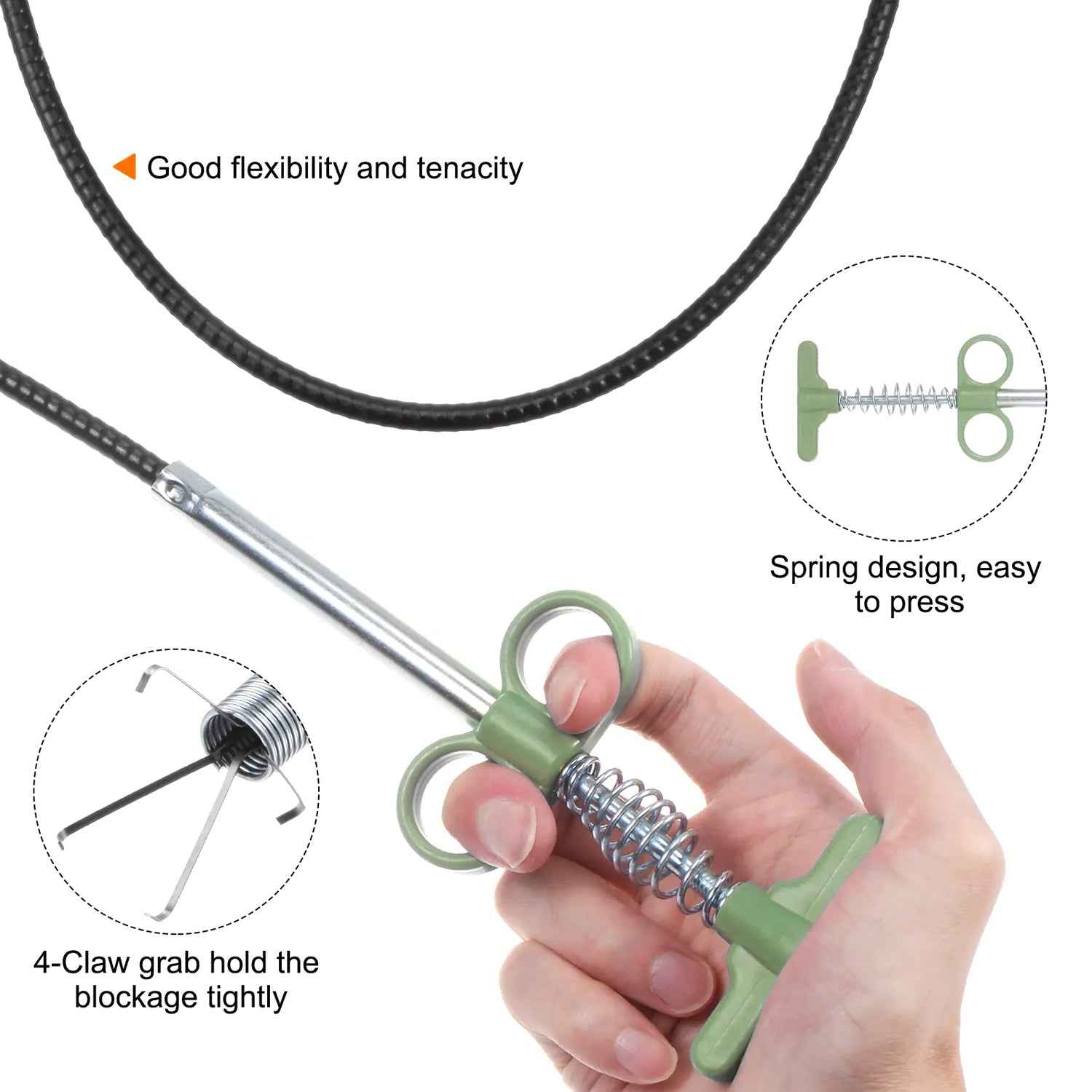 Spring Drain Cleaning Tool – Flexible 157 cm with Ergonomic Grip
