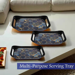 Plastic Serving Tray Set – Elegant Hexagonal 3-Piece Combo