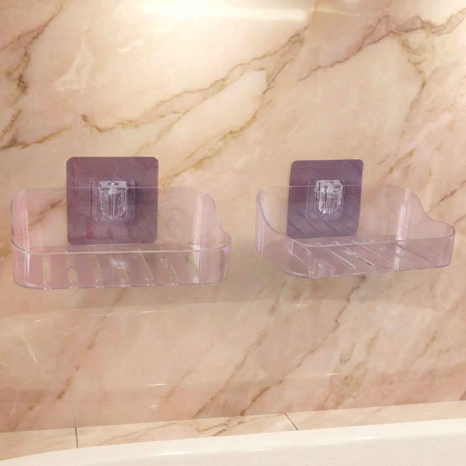 Transparent Wall-Mounted Soap Dish Set – Space-Saving & Drainage