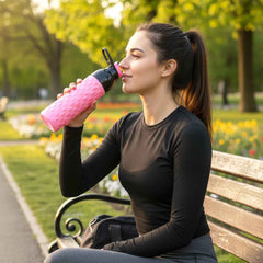 1000ML Leakproof Diamond Pattern Water Bottle – Stylish Grip