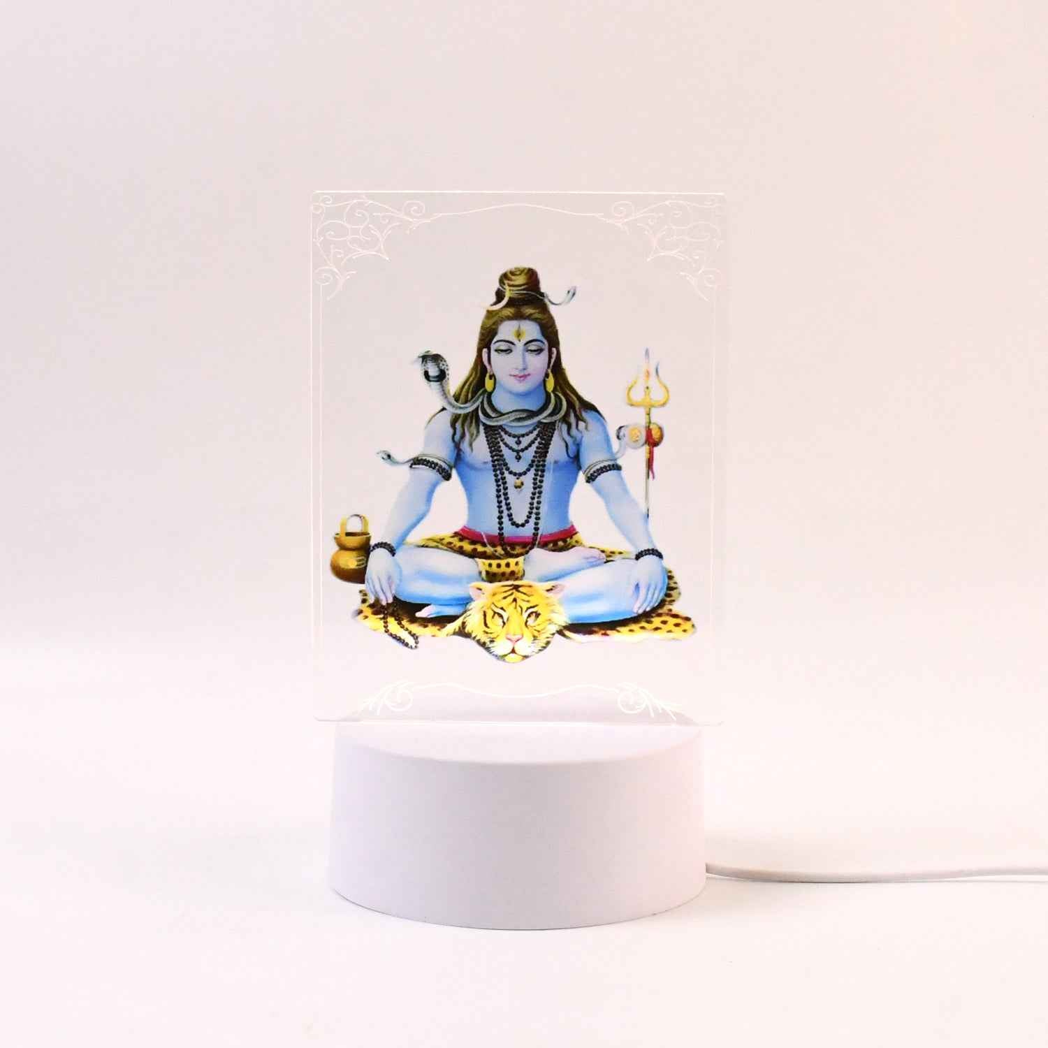 Lord Shiva 3D LED Frame – Soft Warm White Light Decor