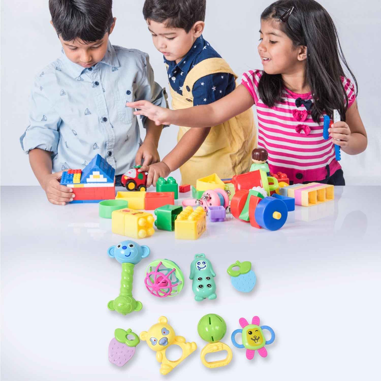 Baby Rattle & Teething Set – 8-Piece Non-Toxic | Aditi
