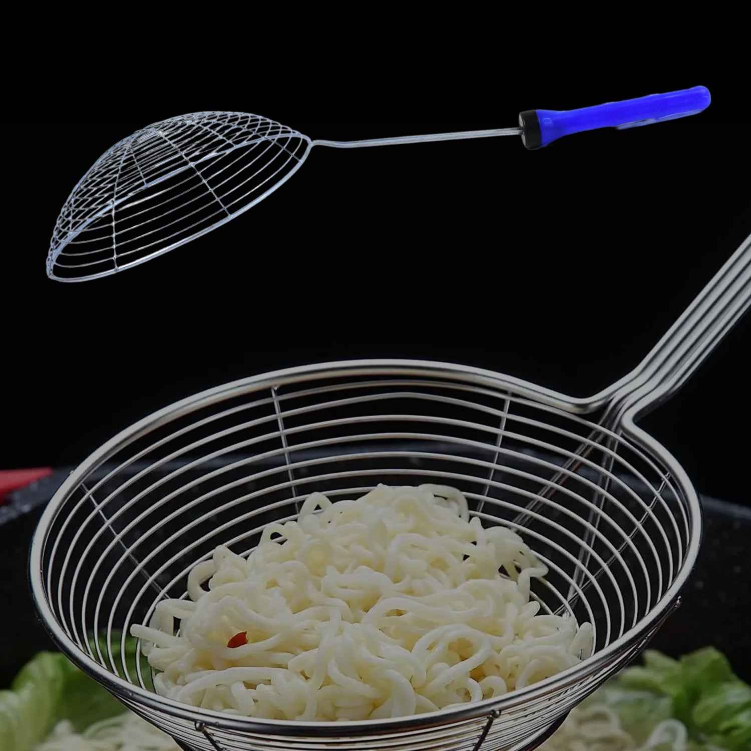 Stainless Steel Deep Fry Strainer – Large Size with Long Handle
