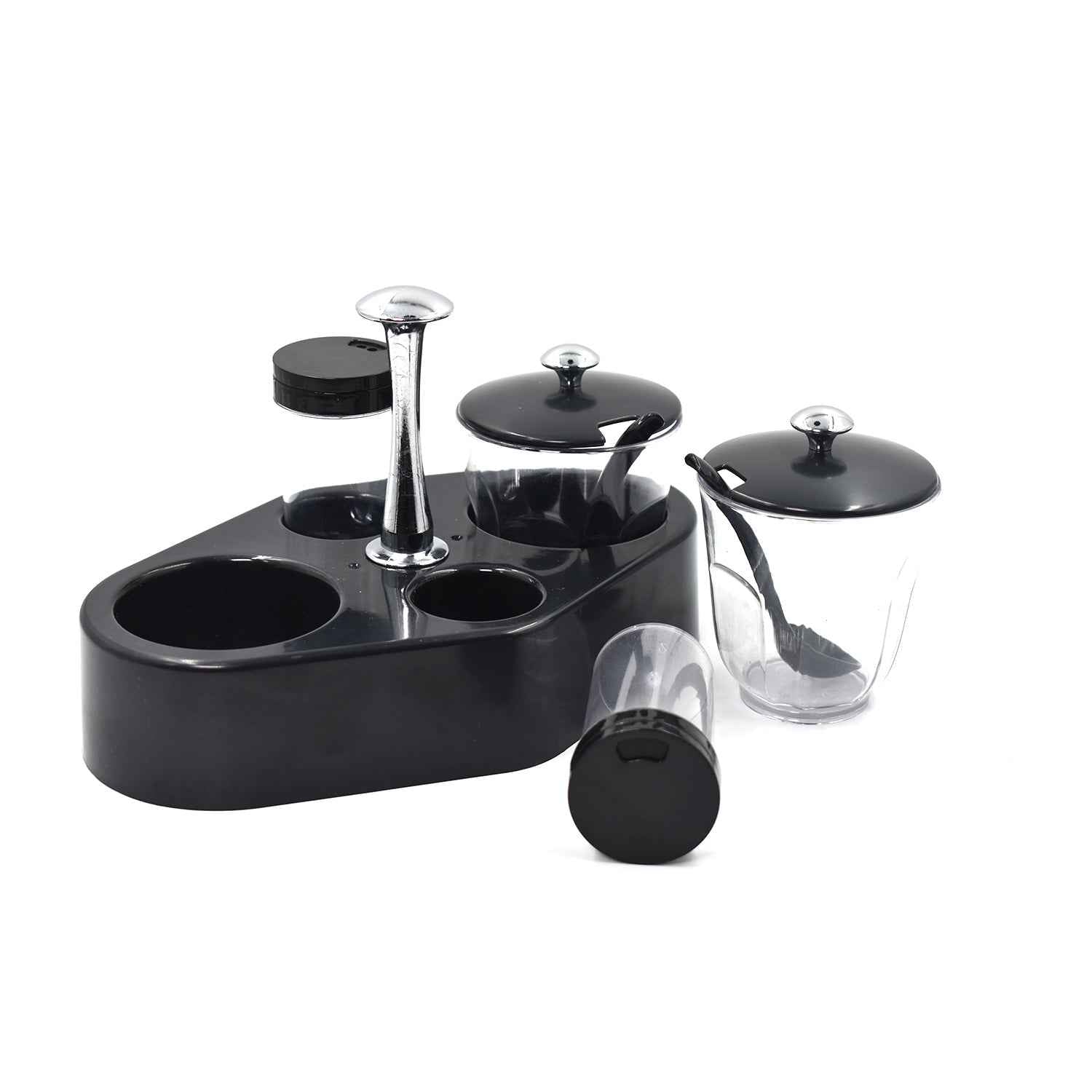 Spice Condiment Set with Transparent Jars & Removable Cups | Ganesh