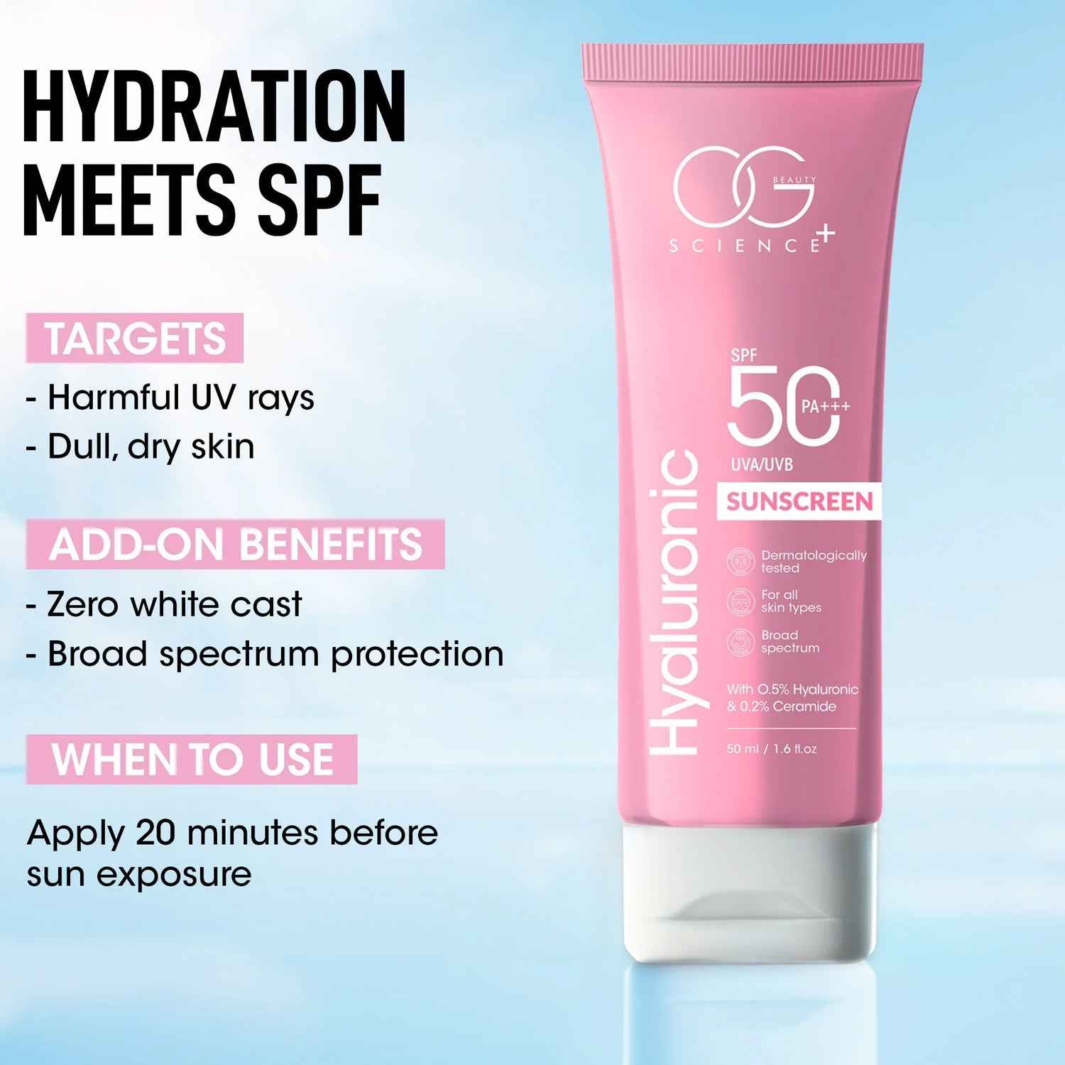 Hyaluronic Sunscreen SPF 50 – Lightweight Hydrating Sun Protection
