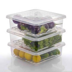Plastic Food Storage Containers – Set of 3 with Drain Tray | Organivo