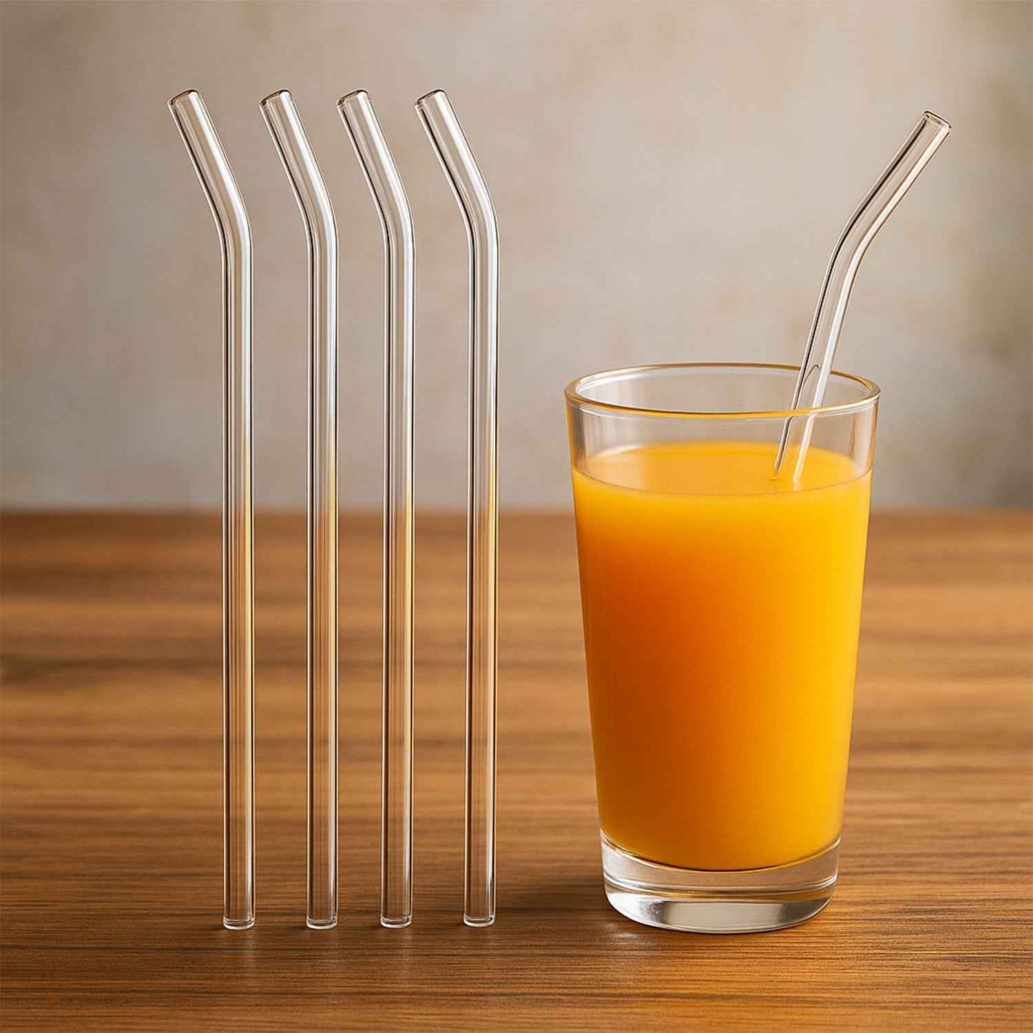 Reusable Glass Straws – Eco-Friendly Clear Drinking Set 5Pc