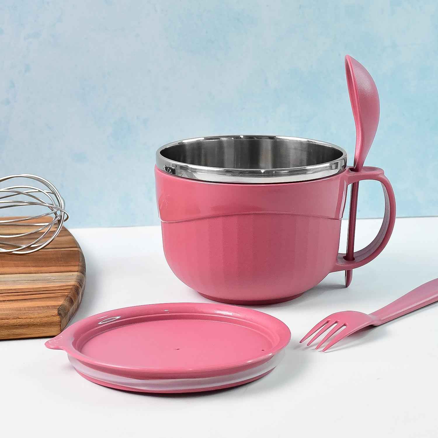 700 ML Multipurpose Noodle Bowl – Leak-Proof with Handle & Fork