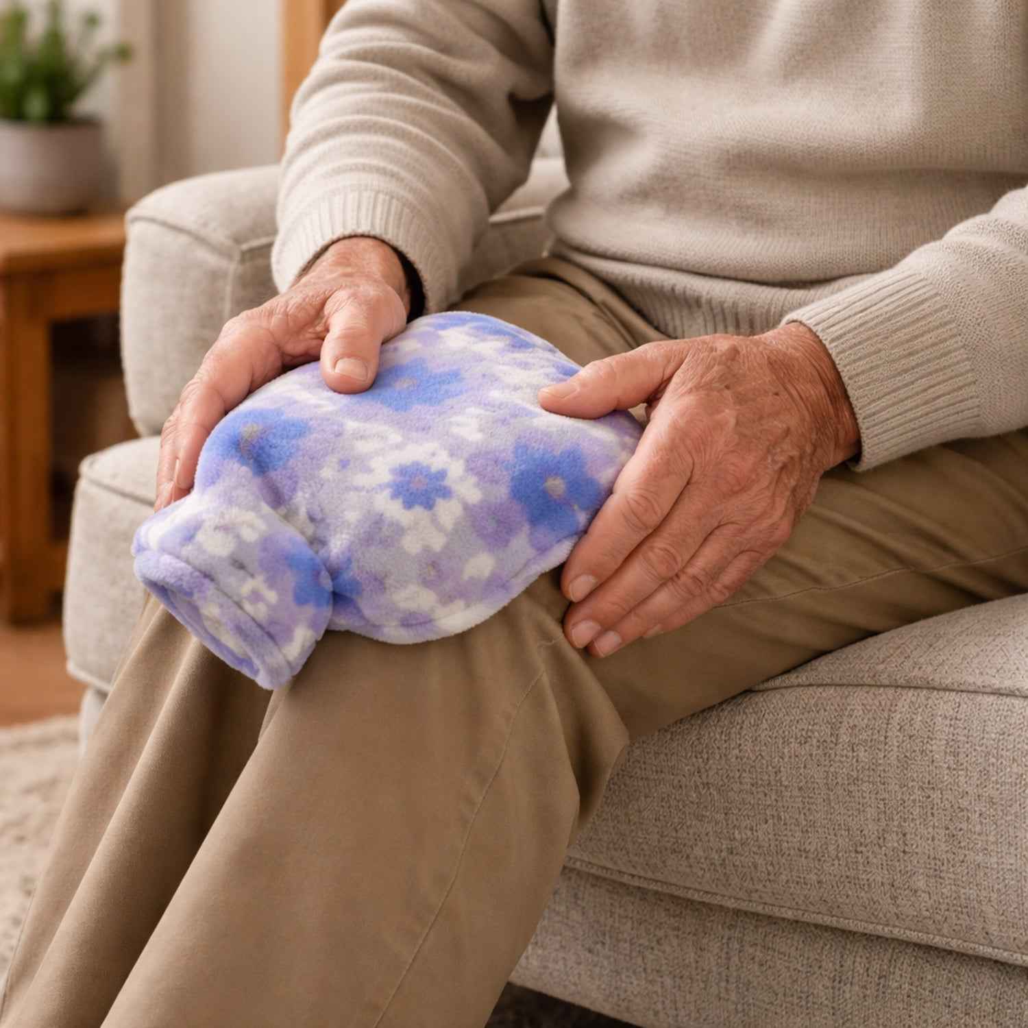 Floral Printed Hot Water Bag – Soft Plush Cover for Pain Relief