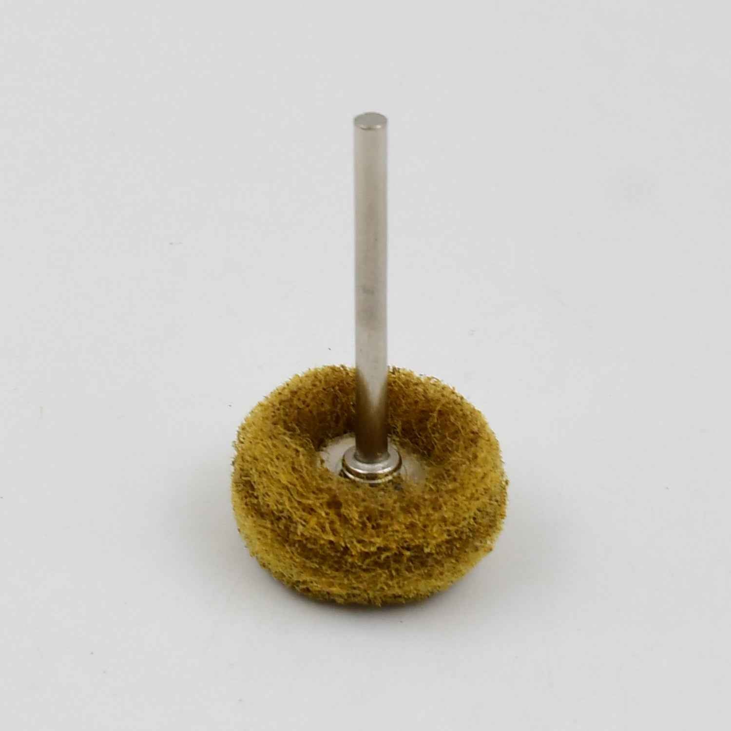 Close-up of the versatile abrasive buffing wheel set.