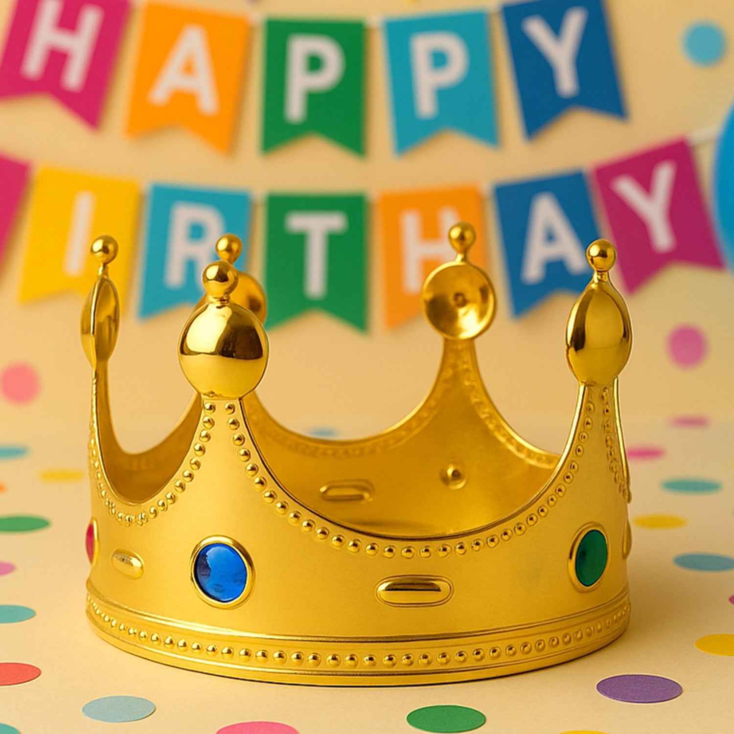 Royal Crown with Colored Gems – Lightweight Costume Headpiece