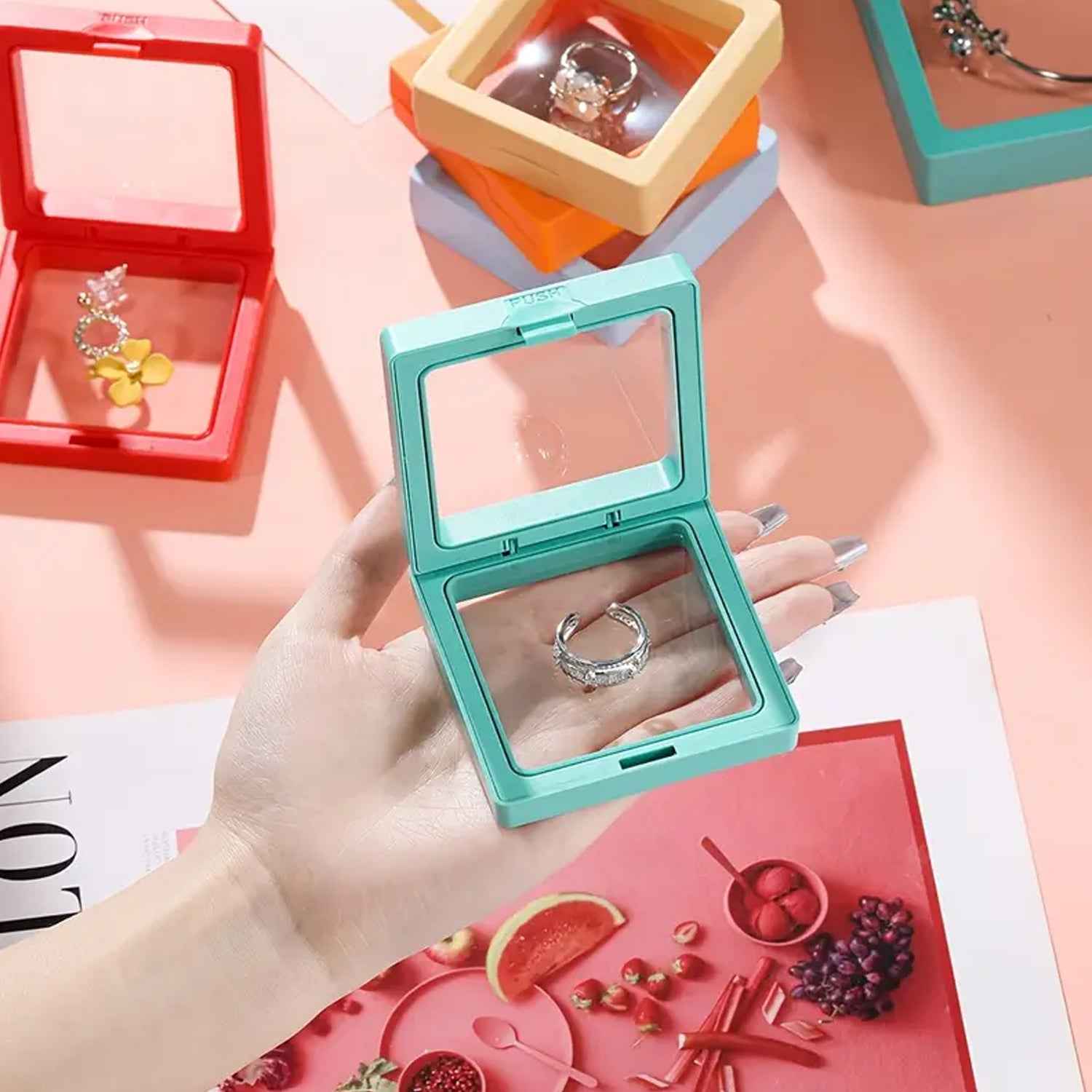 Transparent Jewellery Display Box – Elegant Floating Frame Organizer