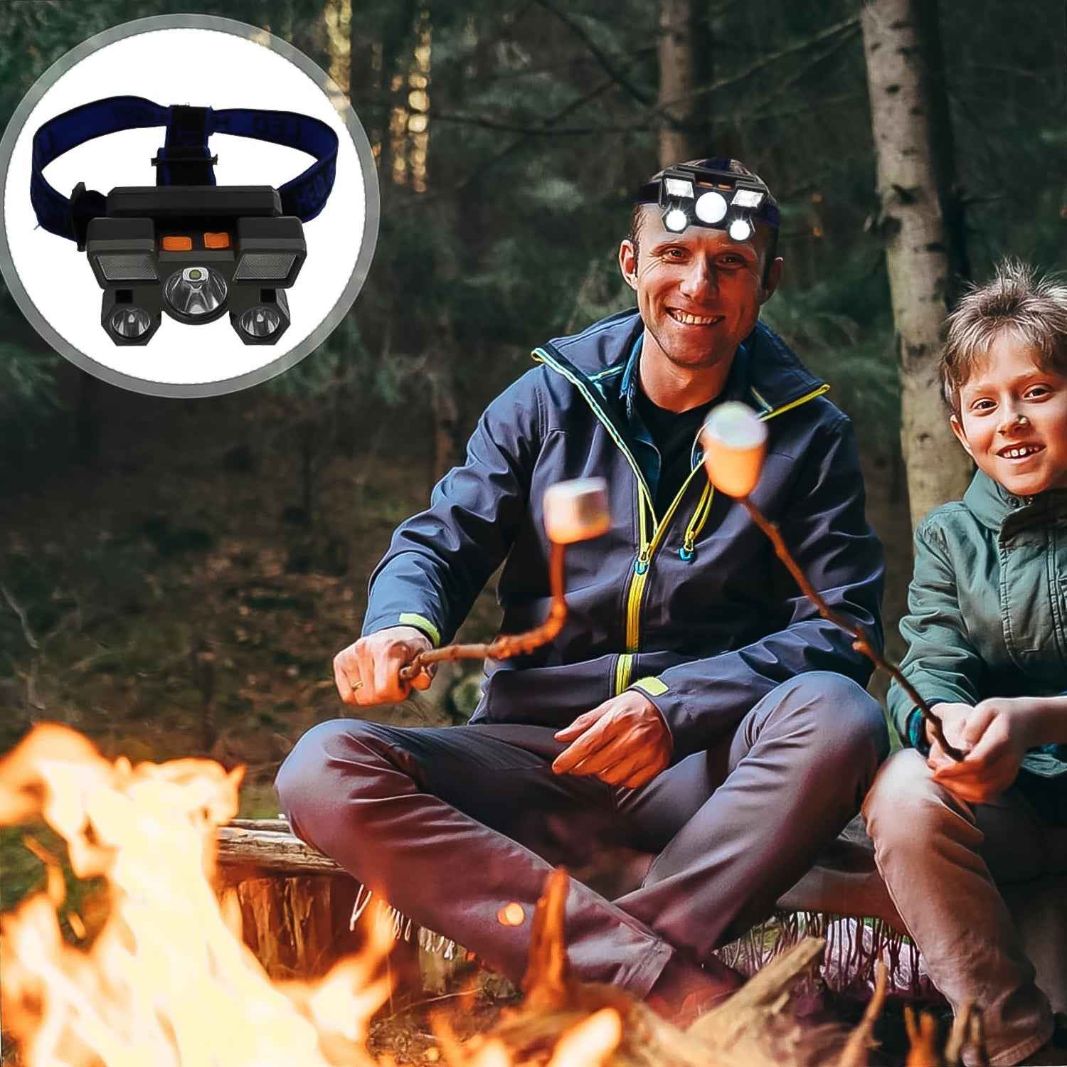 USB Rechargeable Headlamp – 5 LED Outdoor Light | Indo Glow