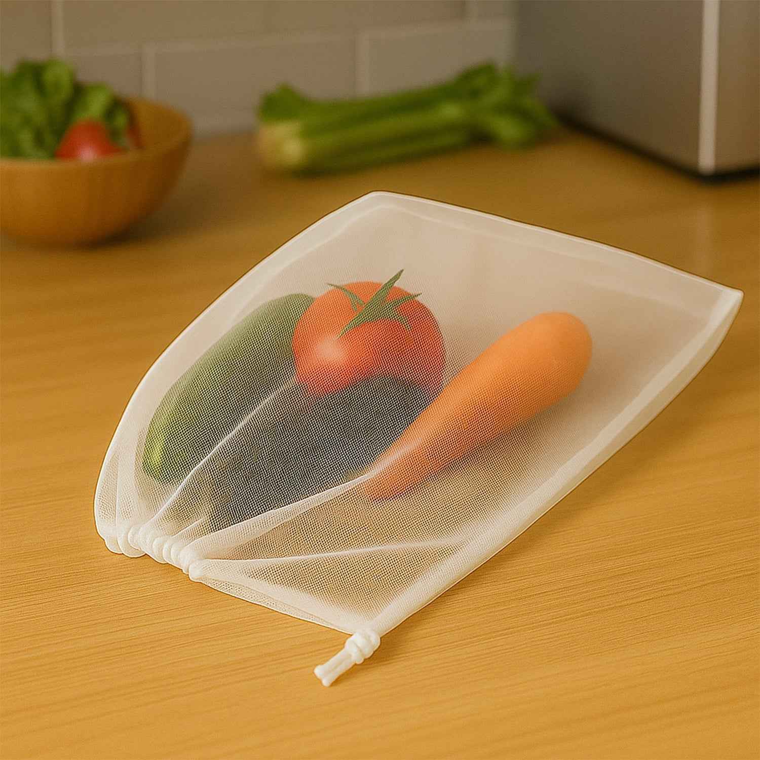 Reusable Mesh Produce Bags – Eco-Friendly Grocery Storage Set