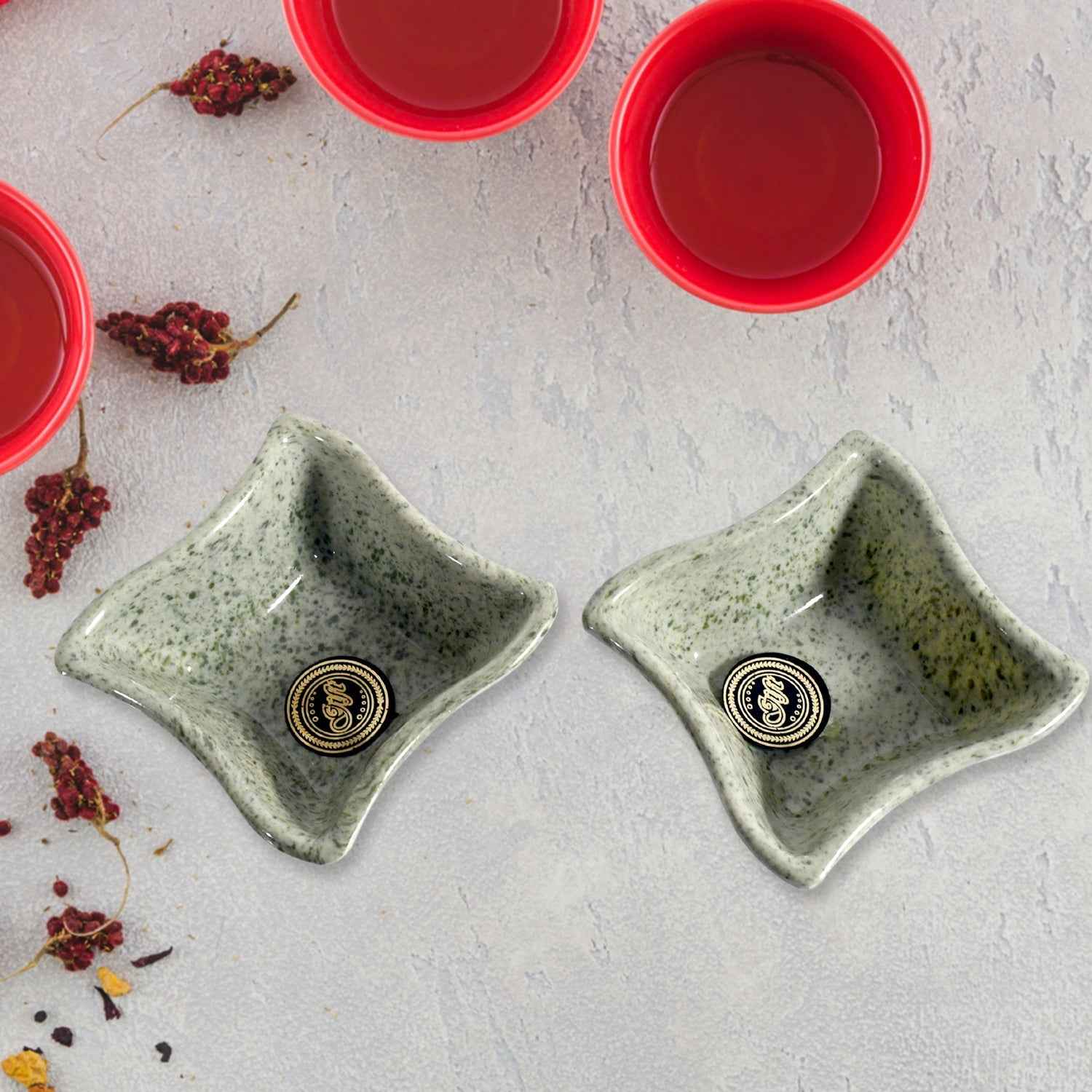 Ceramic Tea Cup Set – 4 Pcs with Snack Bowls | NG