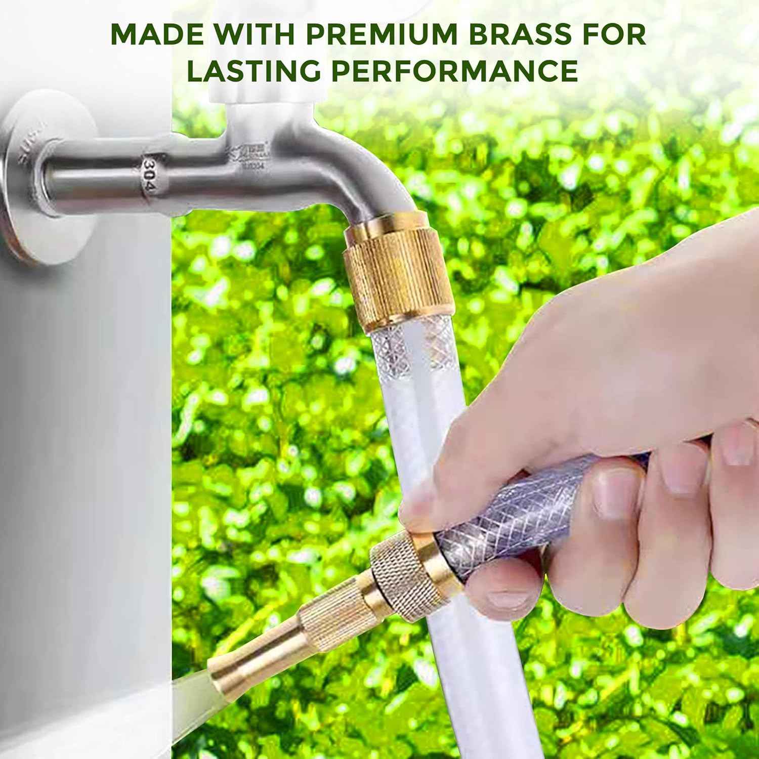 Heavy Duty Brass Garden Hose Nozzle – Adjustable Water Spray for Outdoor Use