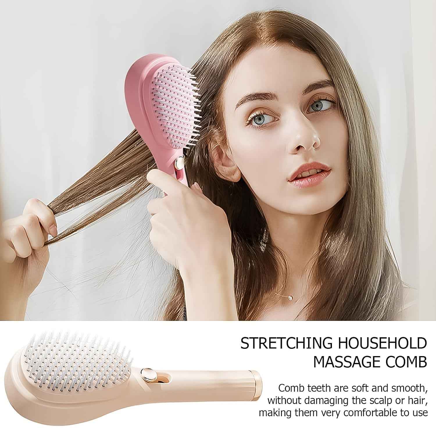 Self-Cleaning Detangling Hairbrush – Anti-Static & Scalp Massage