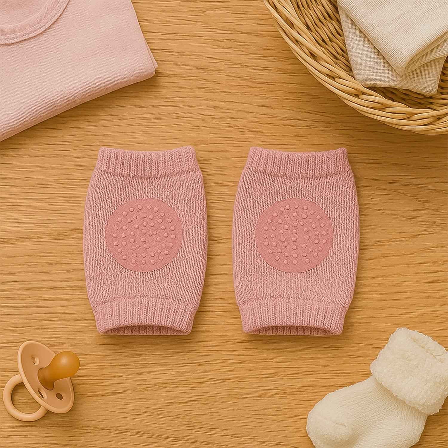 Toddler Knee Protectors – Pink Wool Knit Leg Warmers
