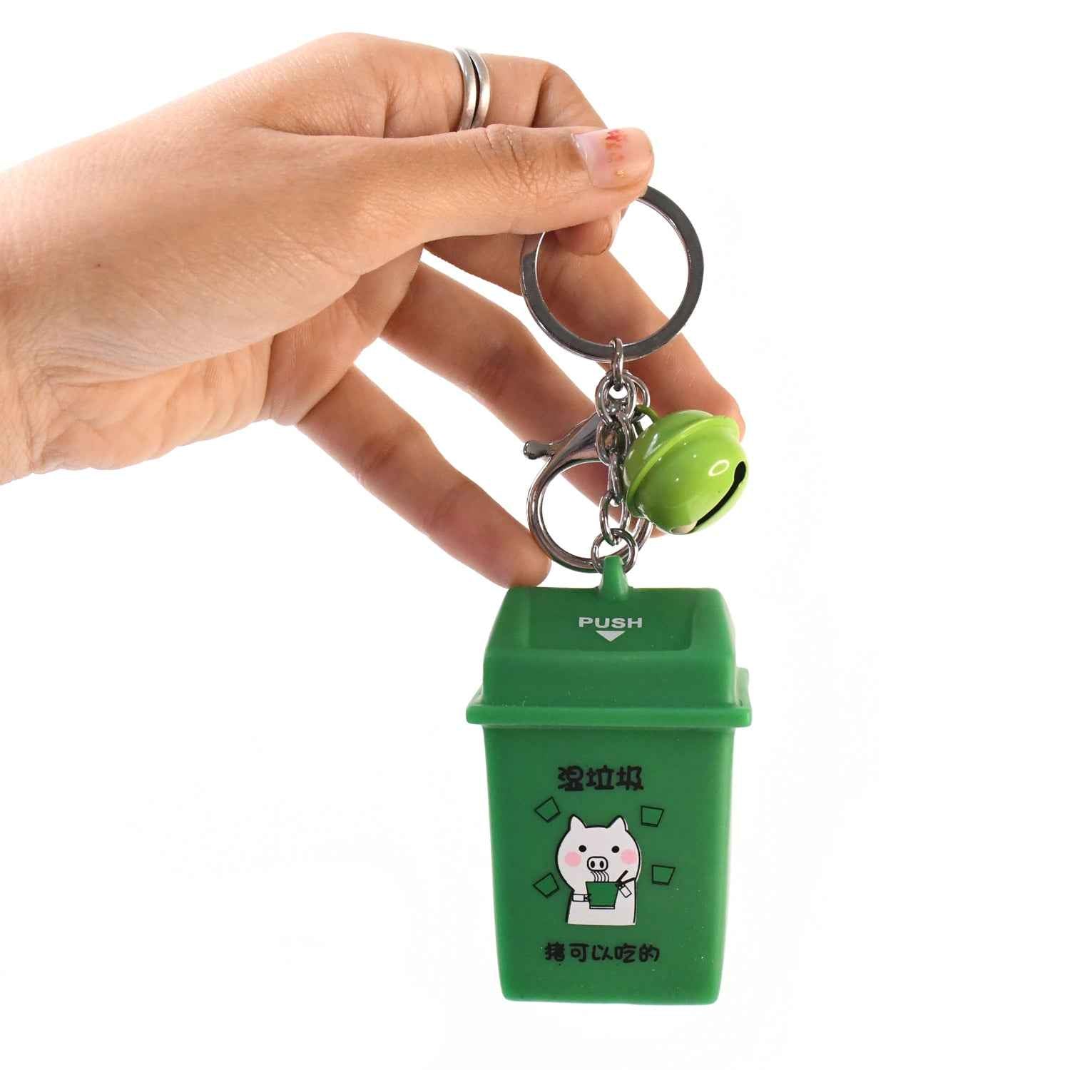 Trash Can Keychain – Durable Plastic Mini Recycle Bin Charm