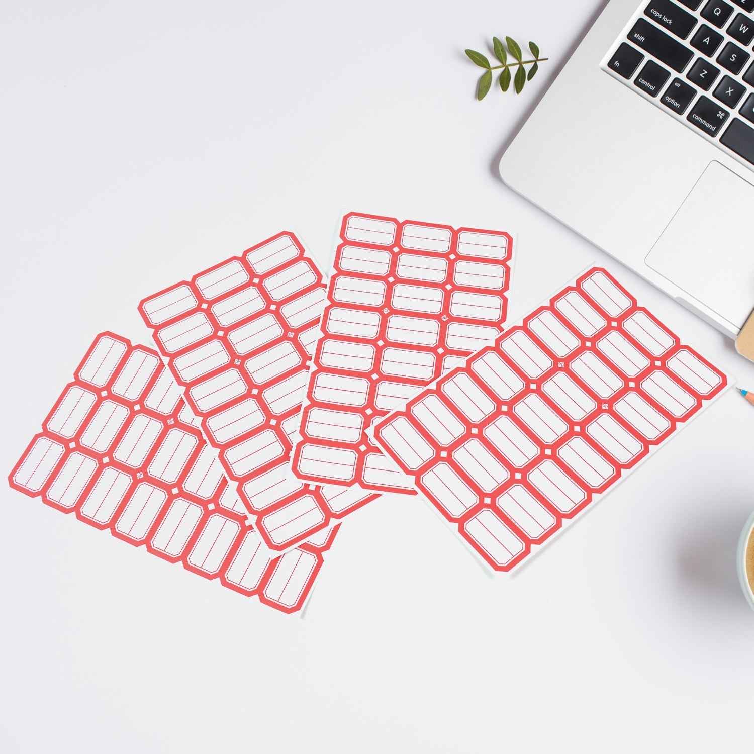 Red Border Label Stickers – Writable, Self-Adhesive 50 Sheets