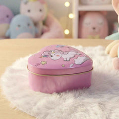 Heart Shaped Unicorn Storage Box – Durable Multipurpose Metal Tin