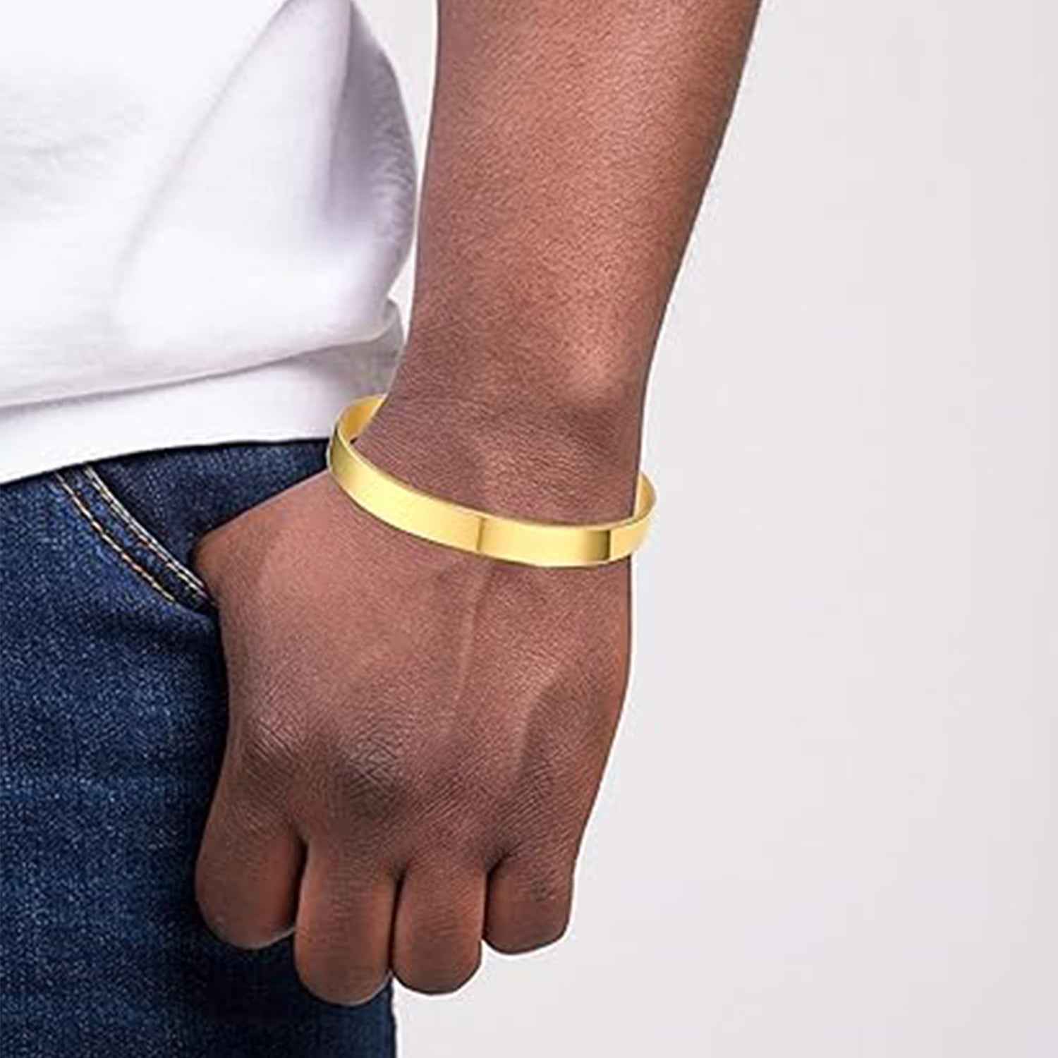 Gold Finish Open Cuff Bracelet – Elegant Adjustable Kada