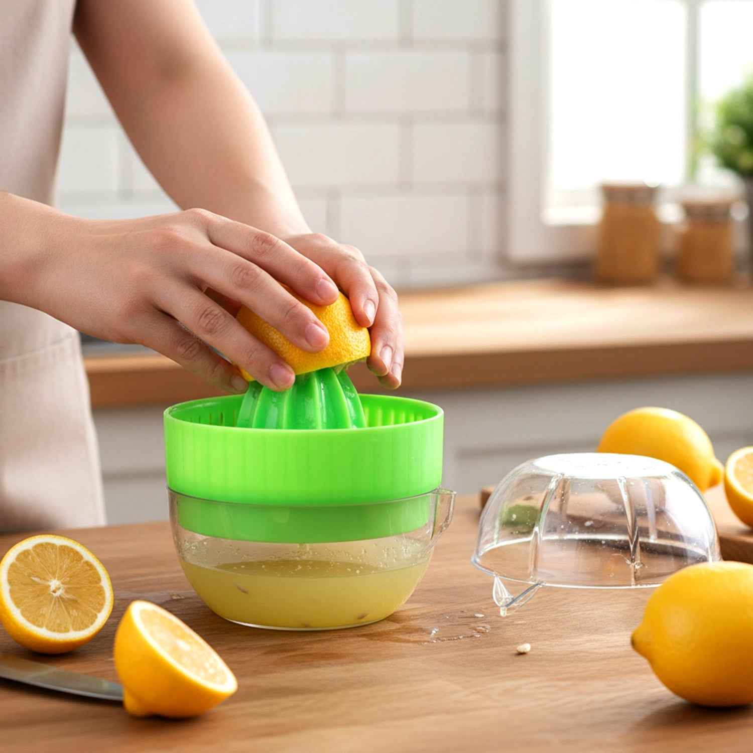 Manual Citrus Juicer – Splash-Free Juicing with Bowl & Cover