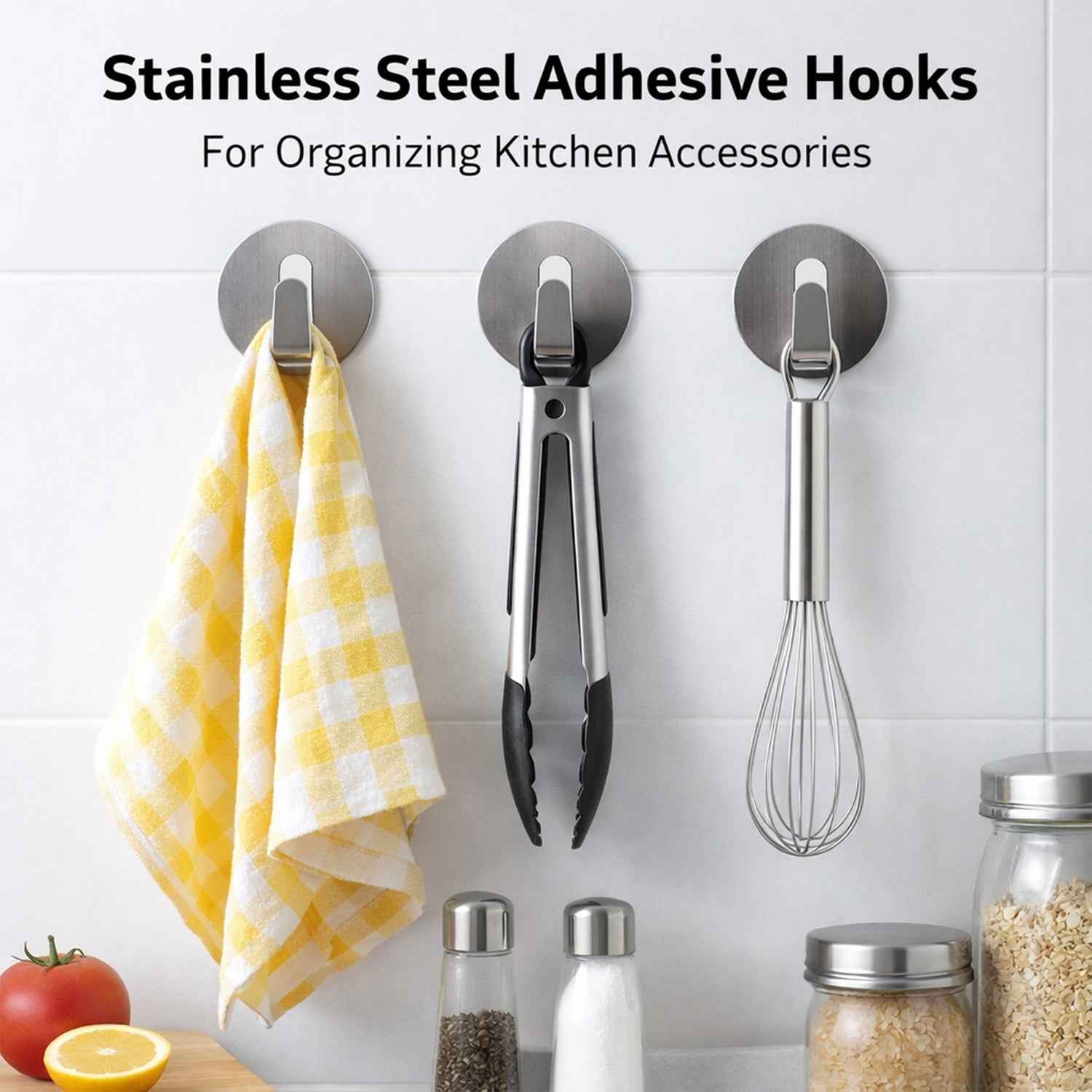 Stainless Steel Hooks – Waterproof Self-Adhesive | GlimmerHome