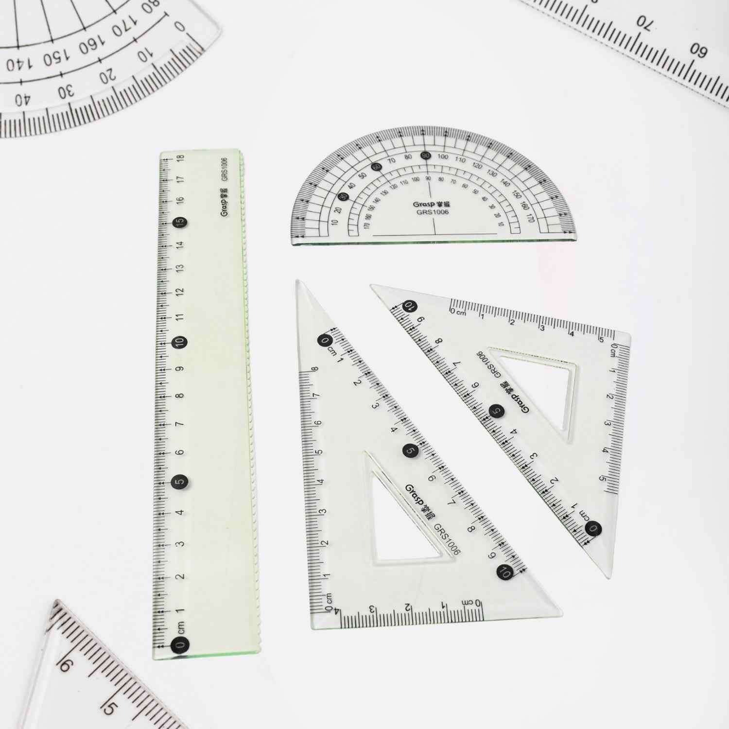 Geometry Set – 4-Piece Transparent Plastic Ruler Kit