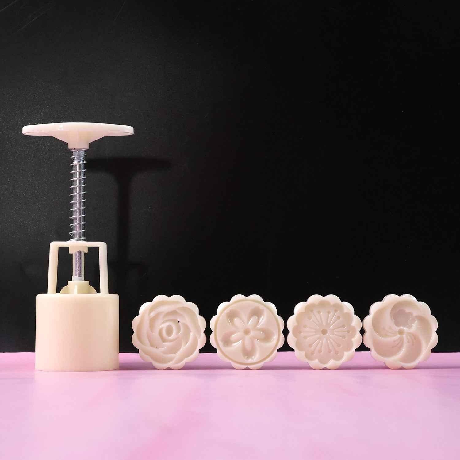 Spring Press Cookie Mold Set – 4 Floral Designs for Easy Baking