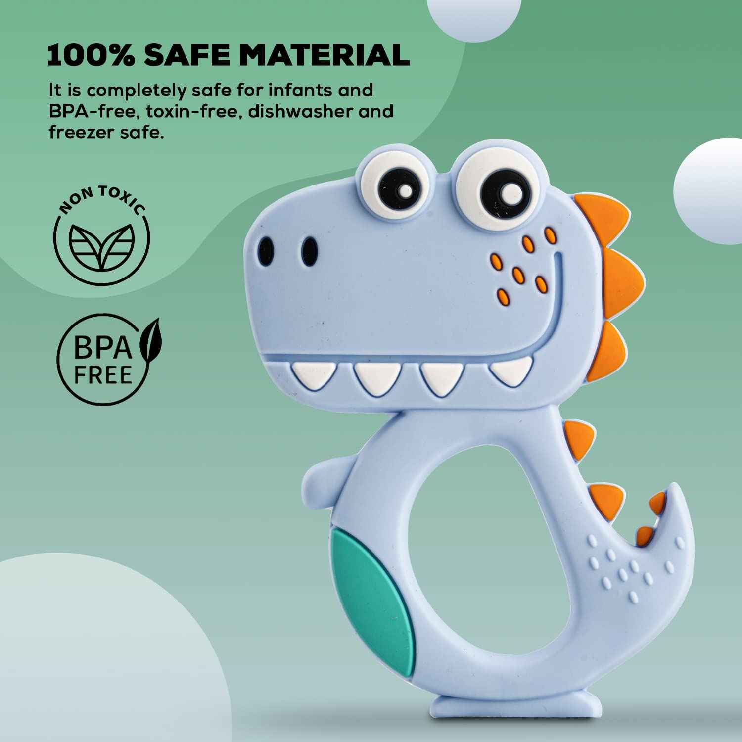 Dinosaur Baby Teether – Soft BPA-Free Silicone | Babyova