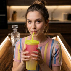 Gradient Plastic Drinking Tumbler – Reusable & Spill Proof