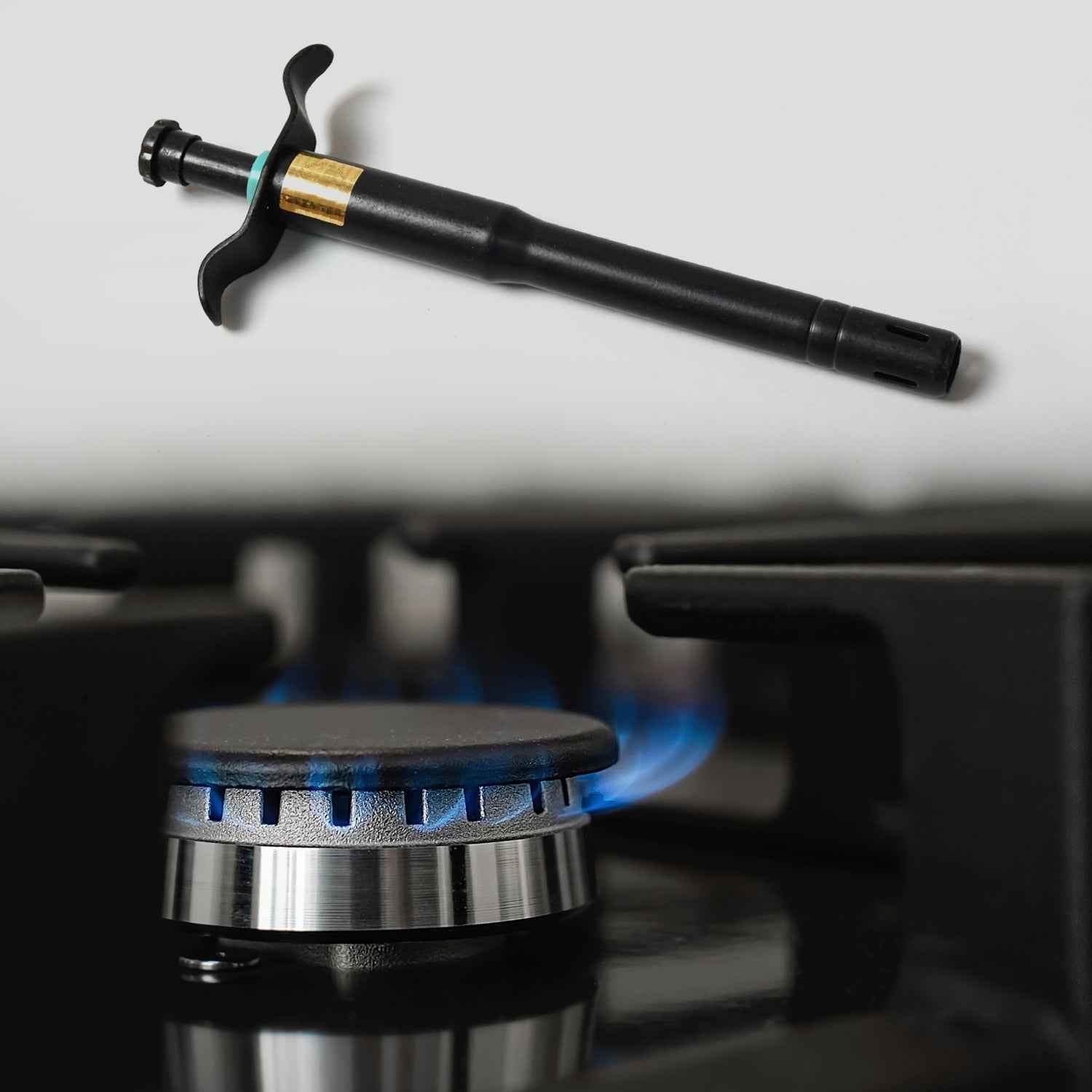 CookAura black stainless steel Gas Lighter for Stove, sleek design.