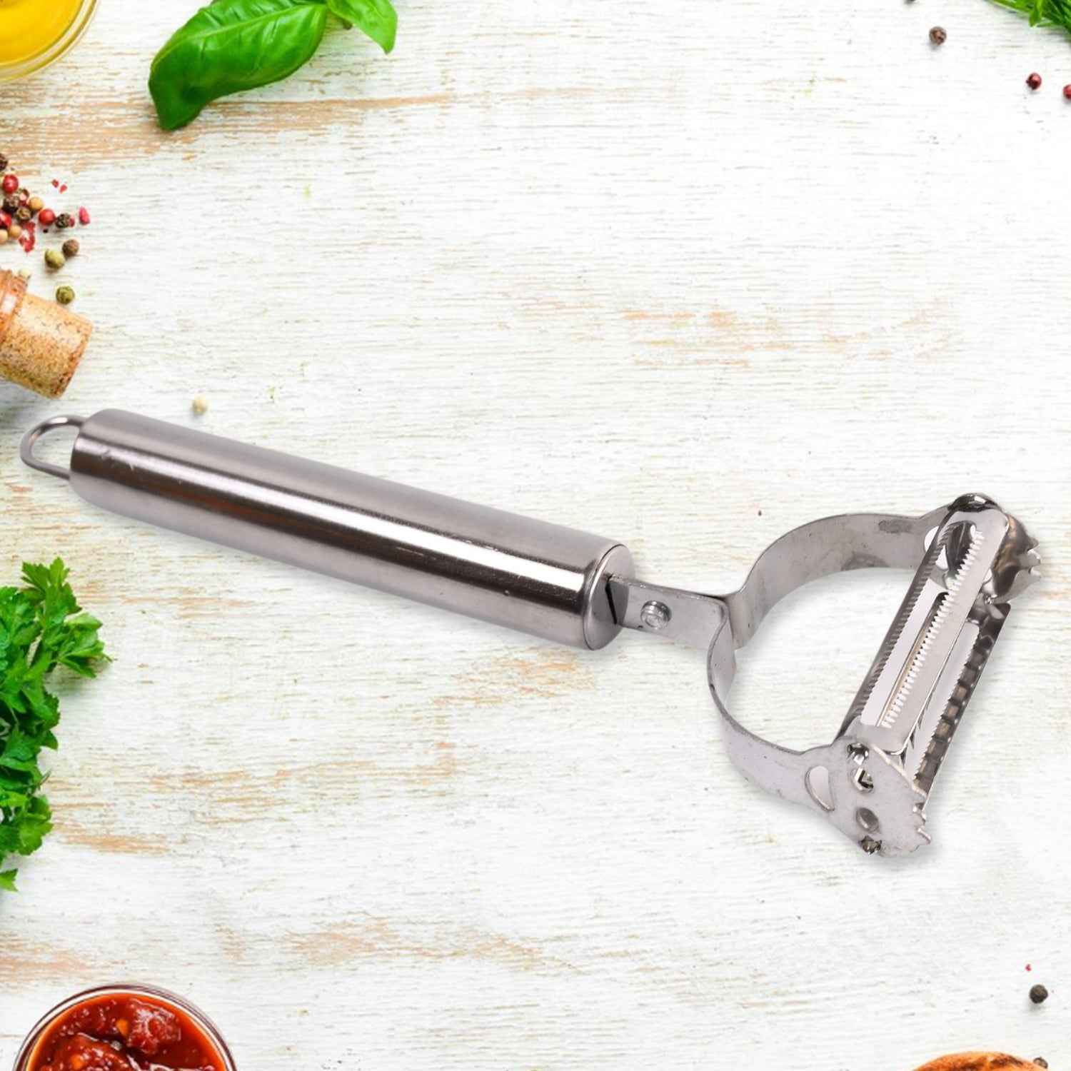 Stainless Steel Kitchen Gadget Set – 5-Pc Peeler, Grater & Slicer