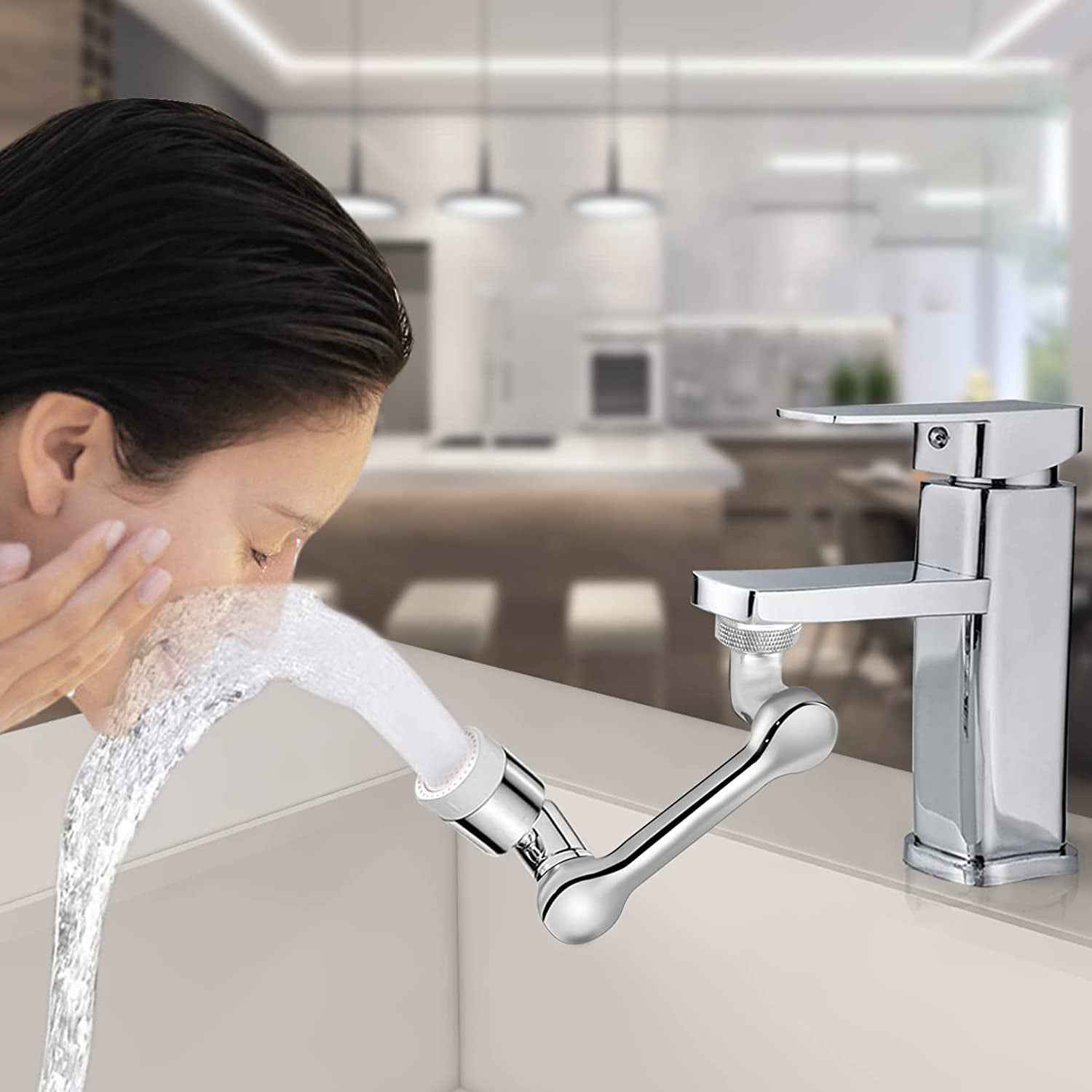 Universal Faucet Extension – Splash-Proof, 360° Rotatable Nozzle