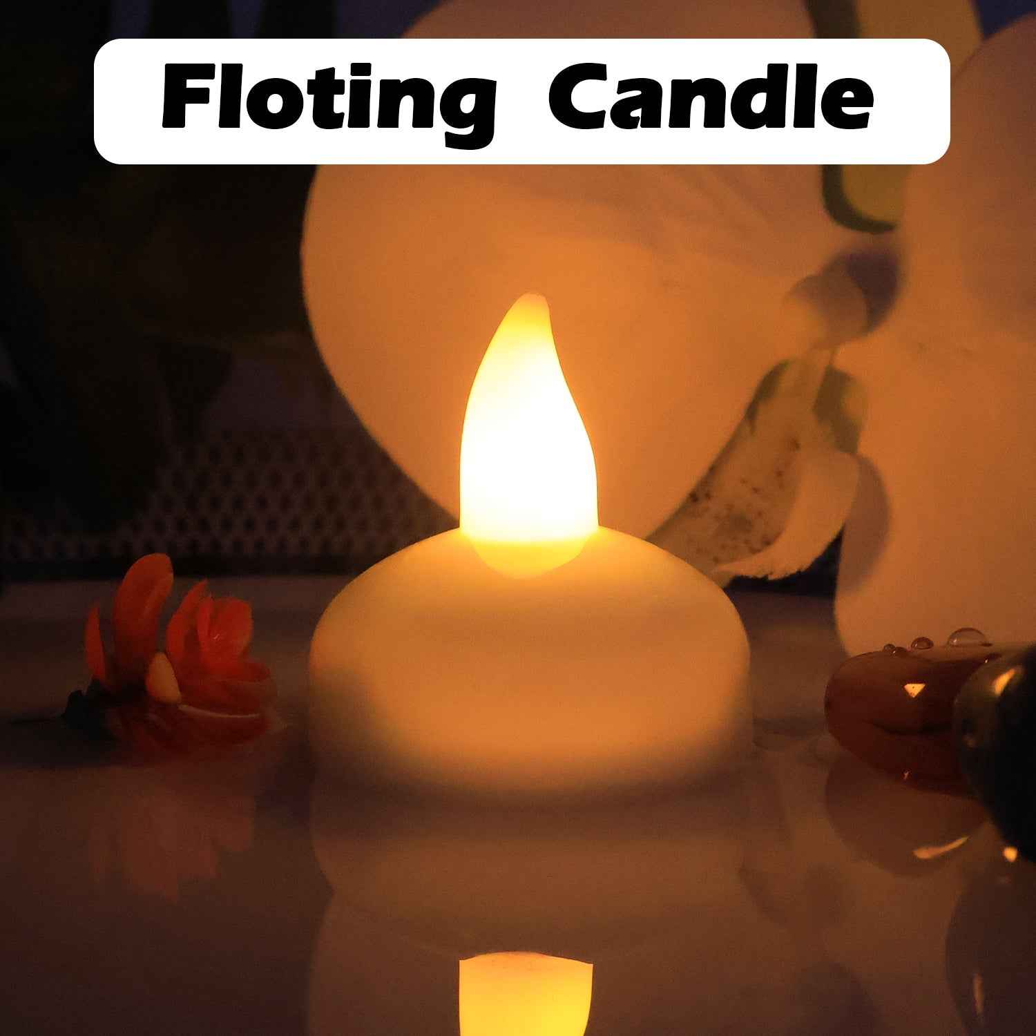 LED Floating Candles – Smokeless Lotus Set of 12 for Festive Decor