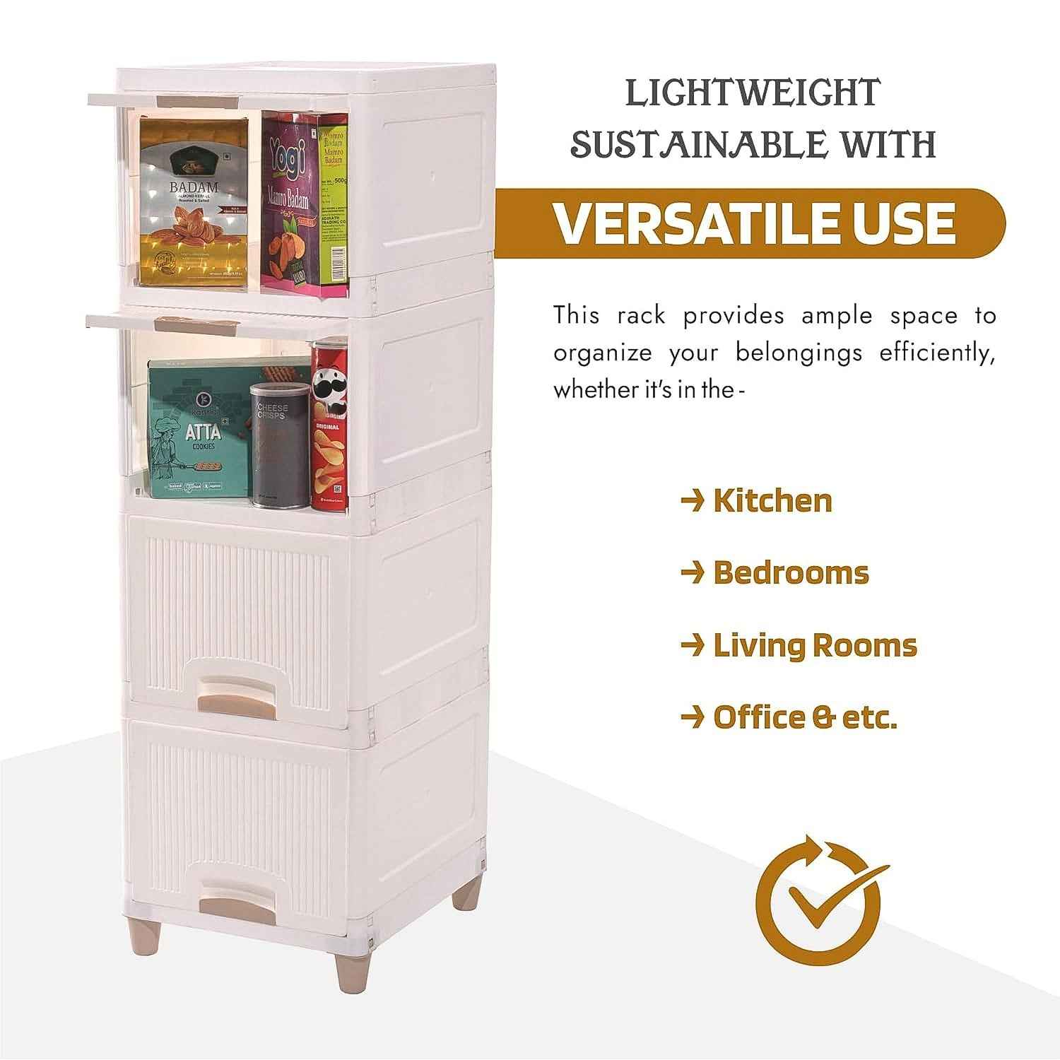 Plastic Storage Drawer Cabinet – 5-Layer Organizer with Wheels