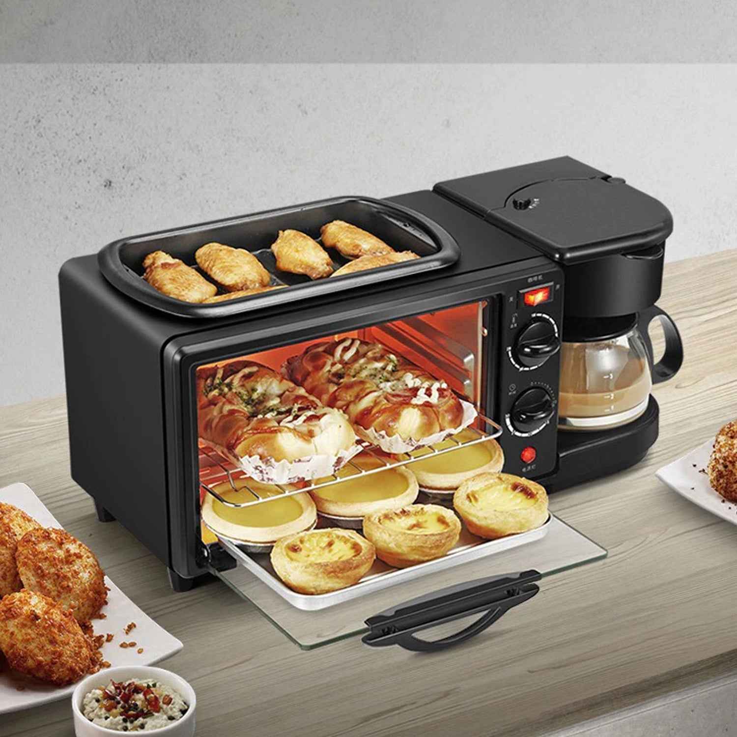 3-in-1 Breakfast Maker – Toaster Oven, Grill & Coffee | Indo Glow