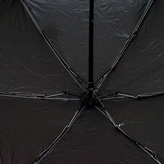 A DrizzlePro portable umbrella closed and ready to be stored, highlighting its compact design.